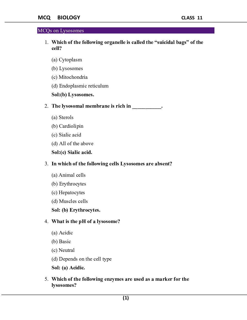 MCQ Biology For Class-11 - Page 2