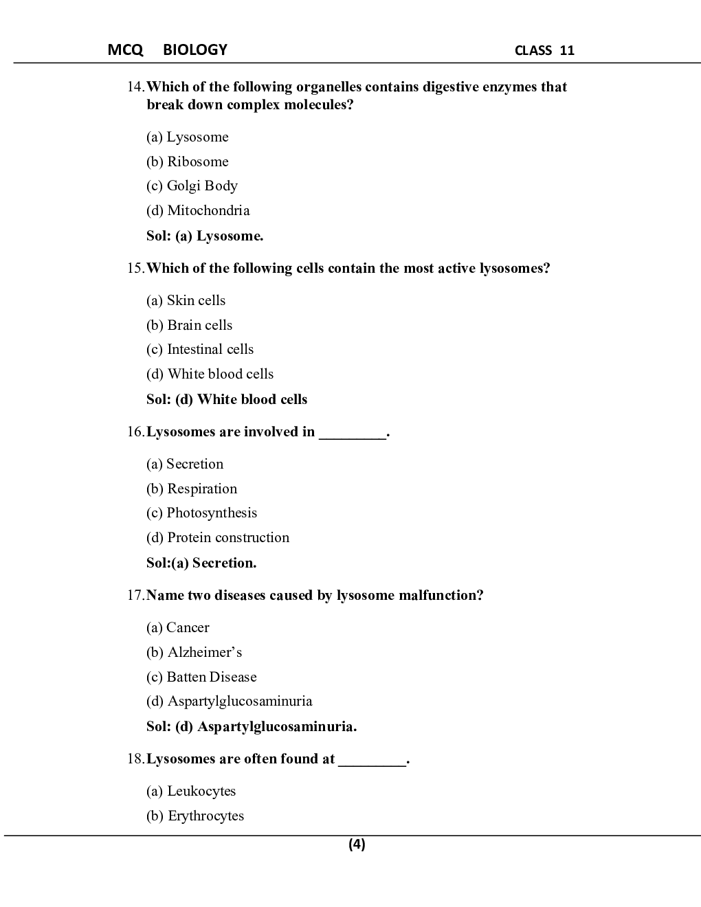 MCQ Biology For Class-11 - Page 5