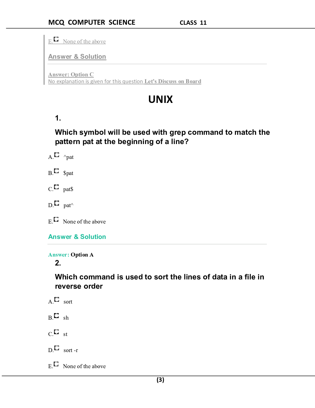 MCQ Computer Science For Class-11 - Page 4