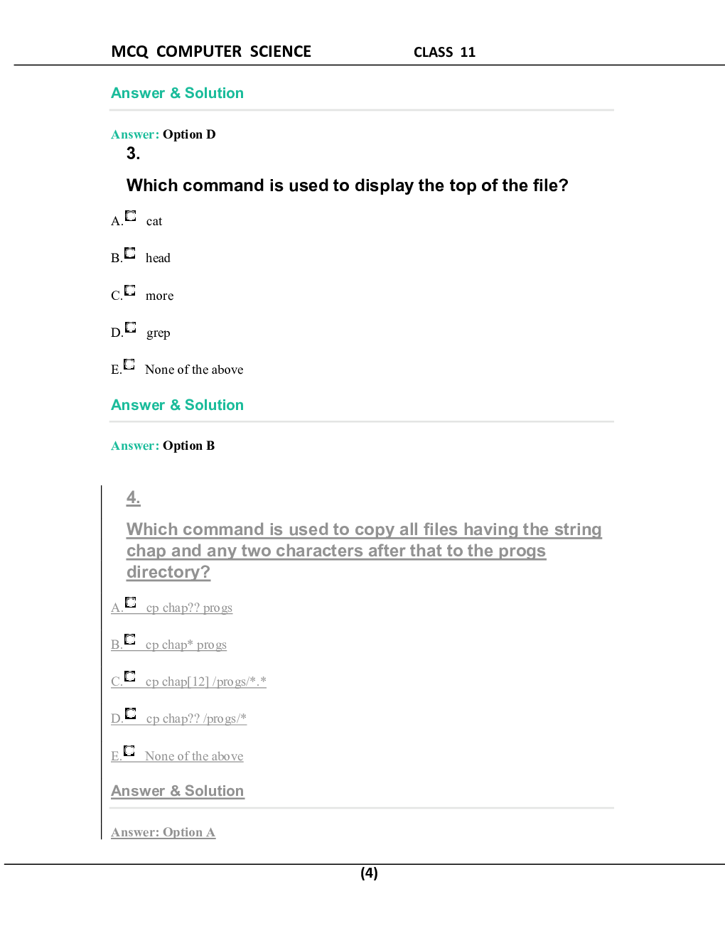 MCQ Computer Science For Class-11 - Page 5
