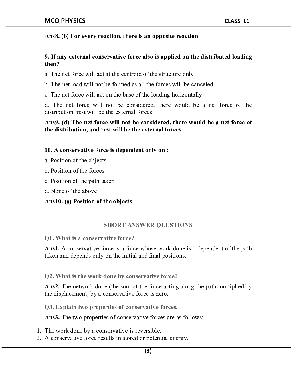 MCQ Physics For Class-11 - Page 4
