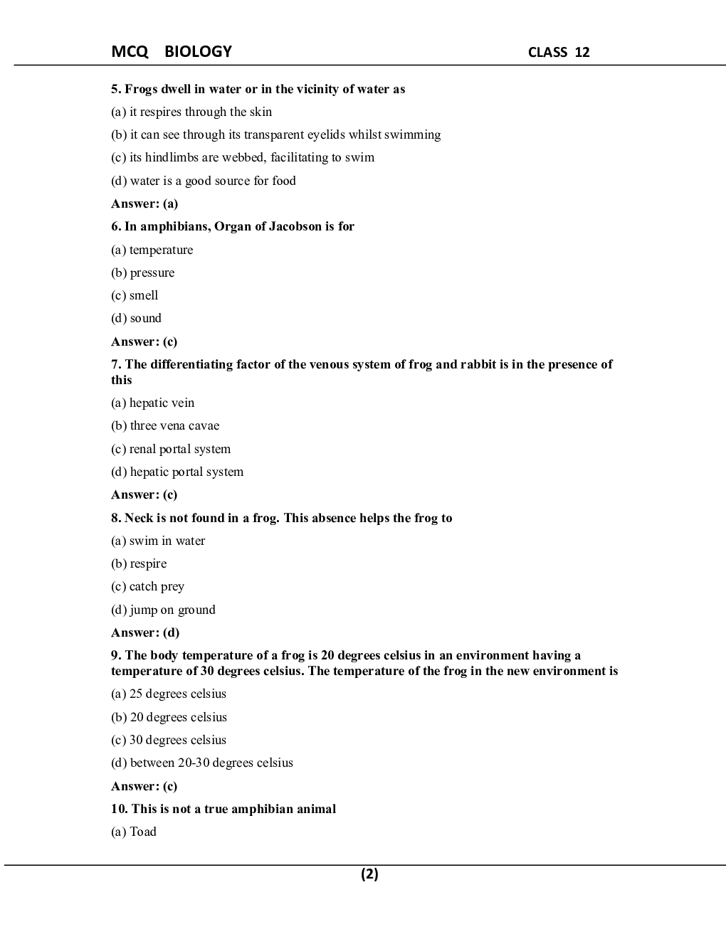MCQ Biology For Class-12 - Page 3