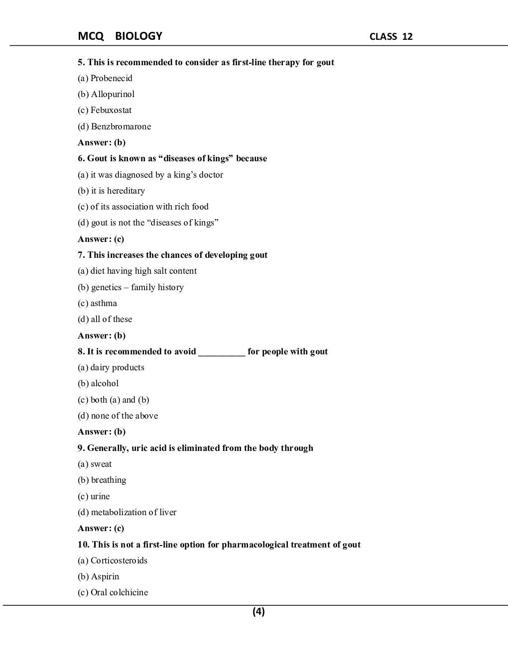 MCQ Biology For Class-12 - Page 5