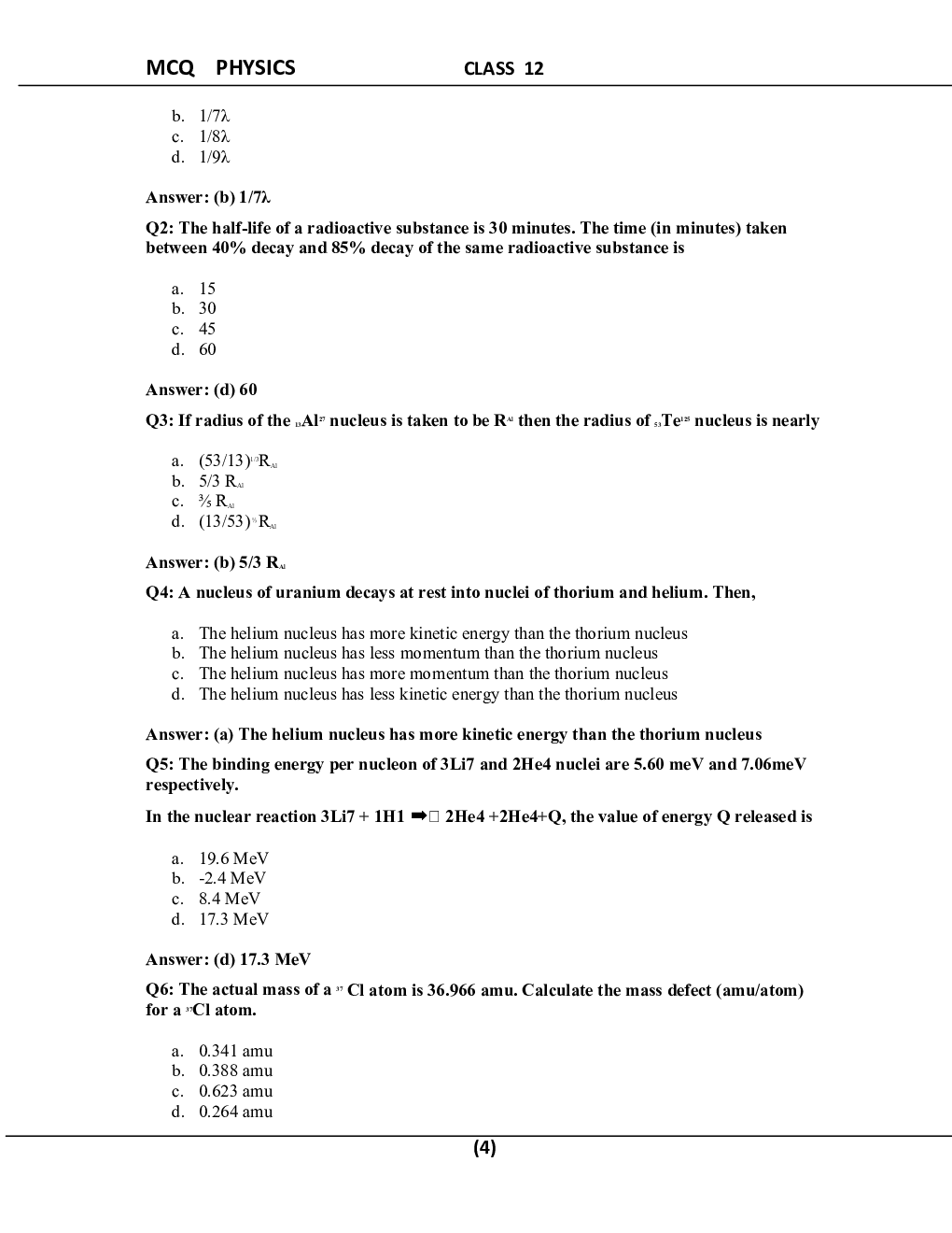 MCQ Physics For Class-12 - Page 5