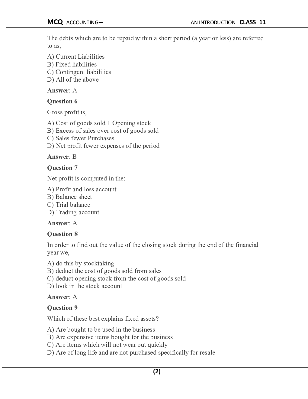 MCQ  Accountancy For Class-11 - Page 3