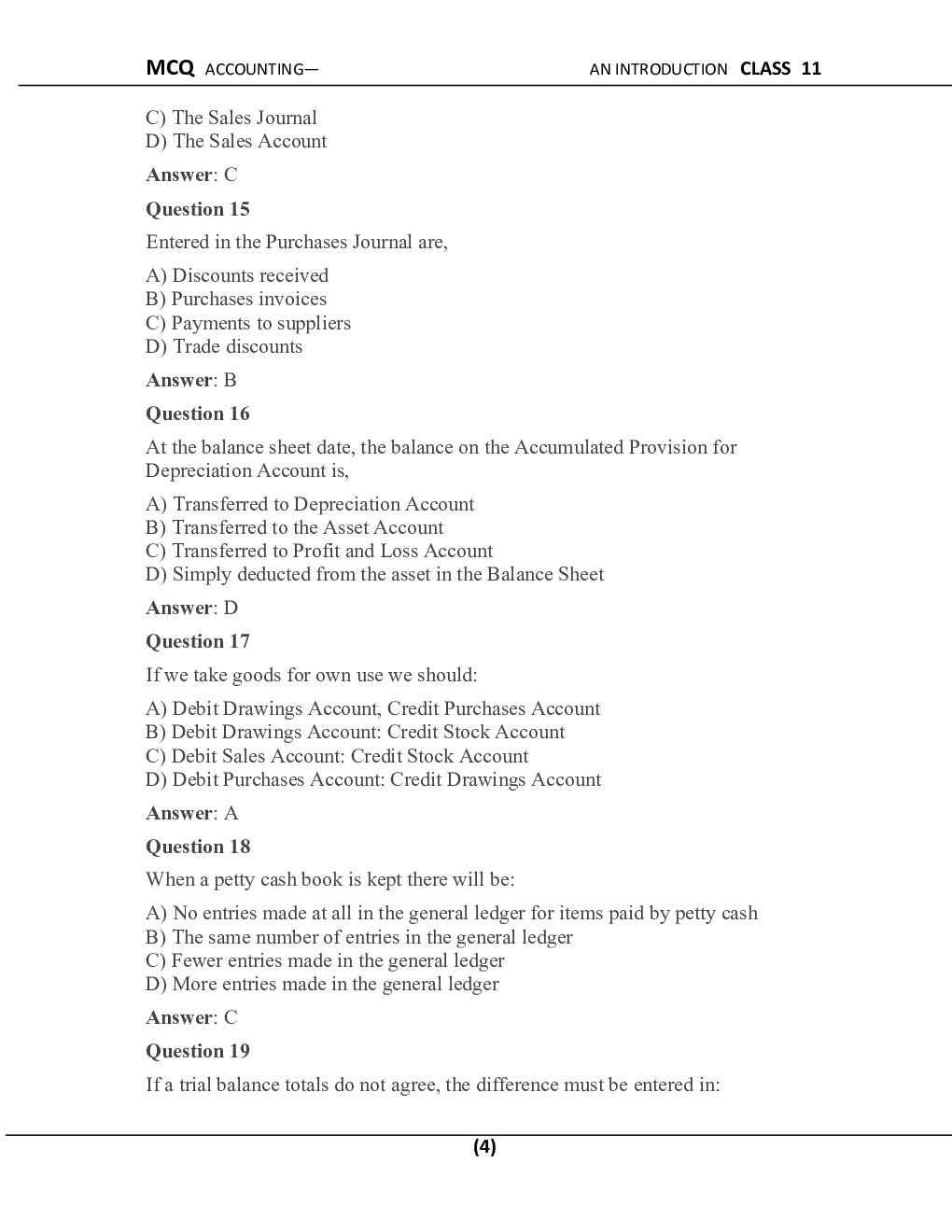 MCQ  Accountancy For Class-11 - Page 5