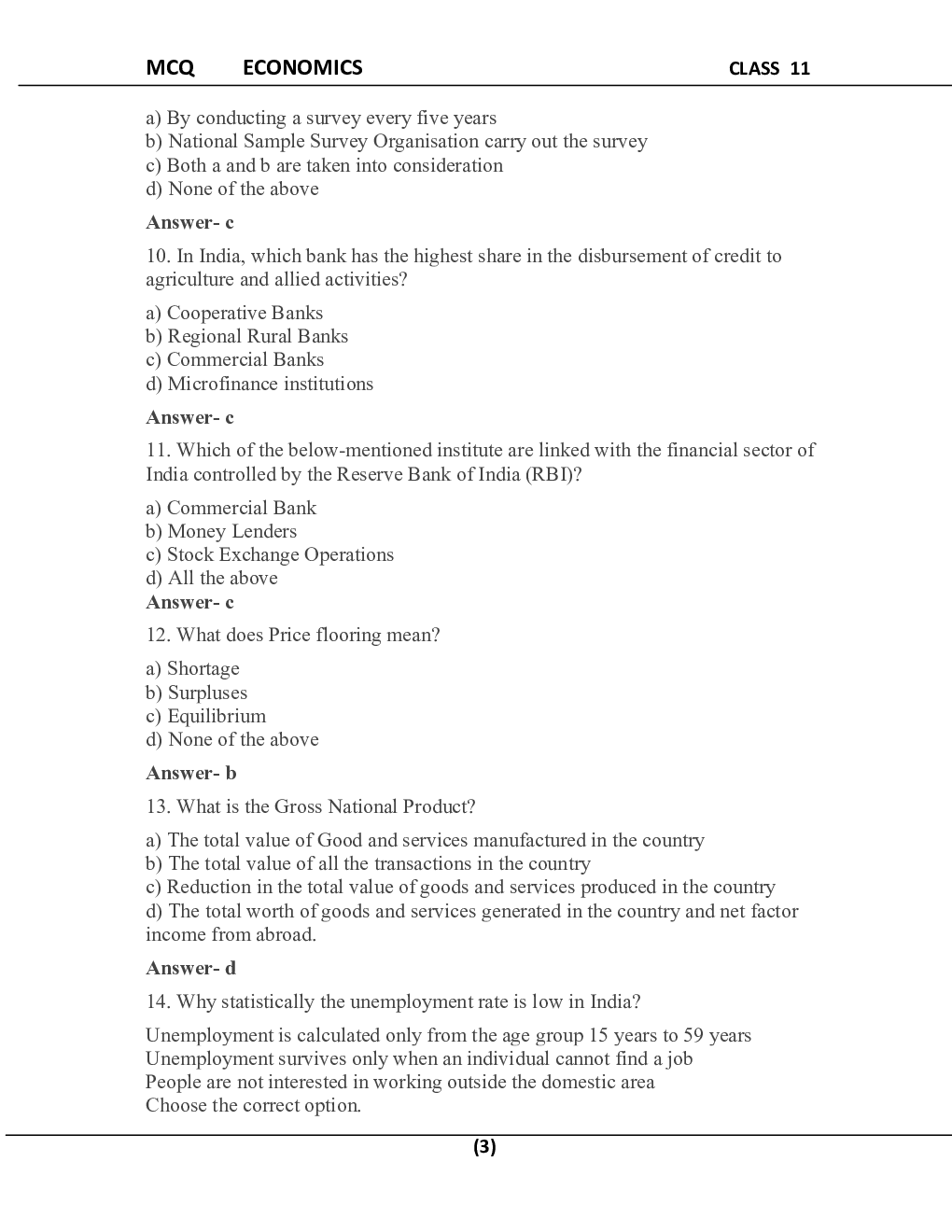 MCQ Economics For Class-11 - Page 4