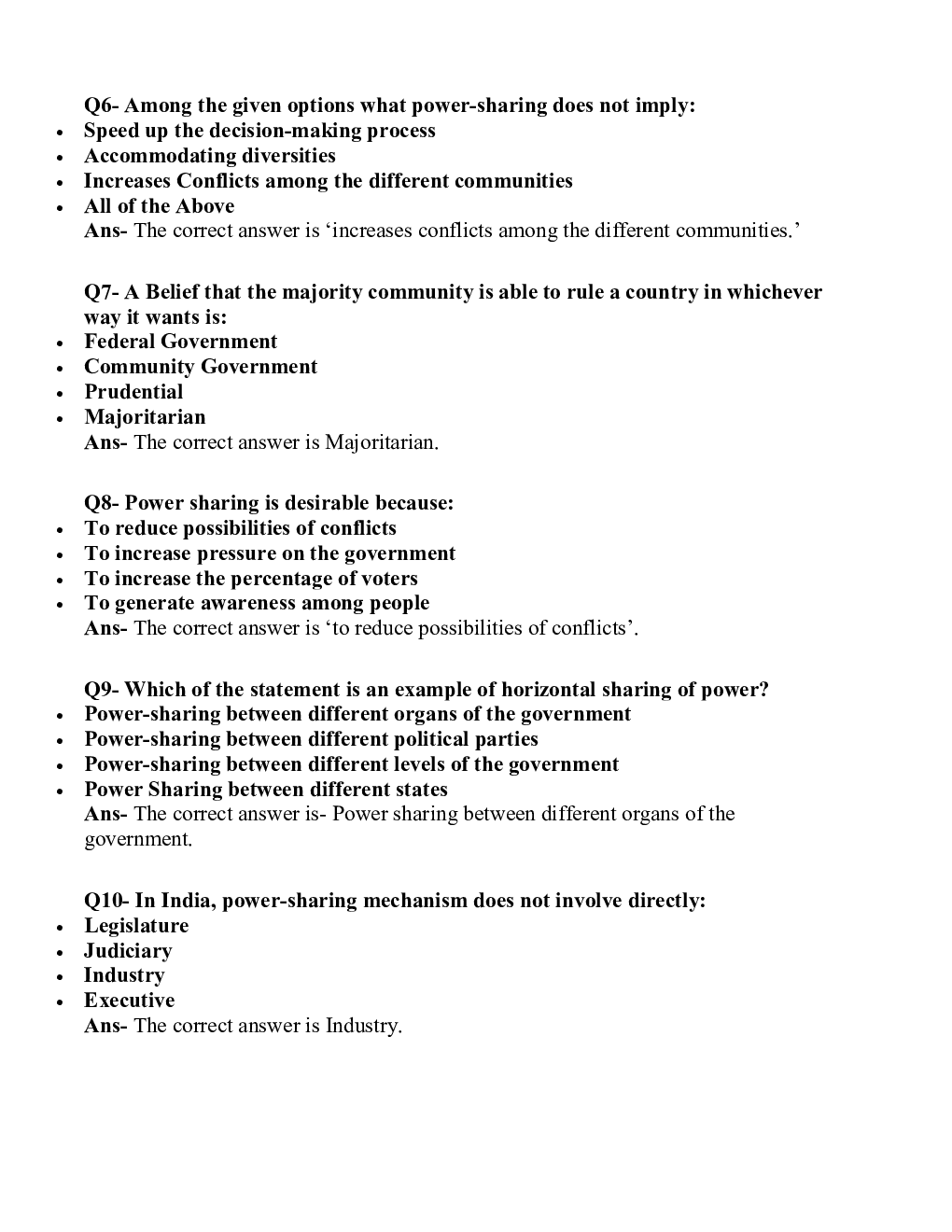 MCQ Civics (Political Science) For Class-10 - Page 3