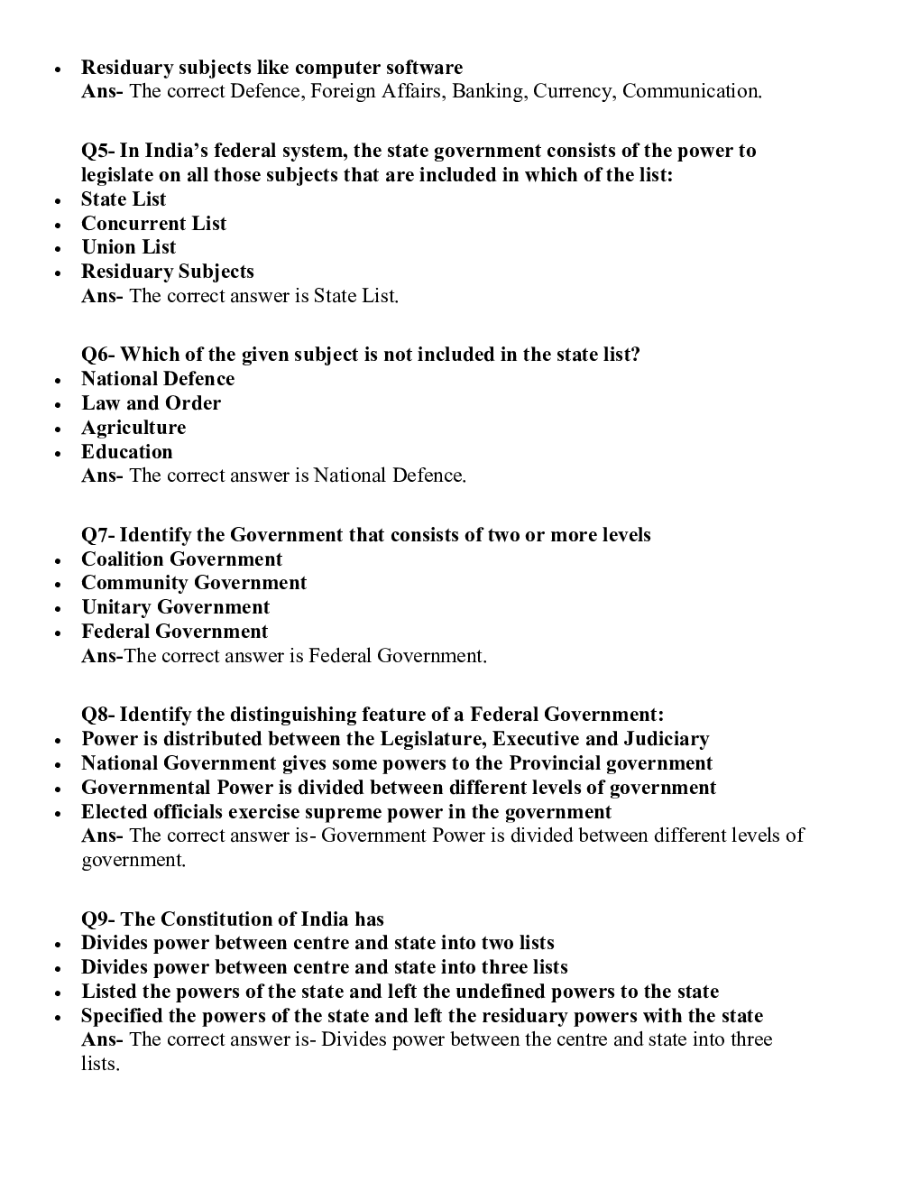 MCQ Civics (Political Science) For Class-10 - Page 5