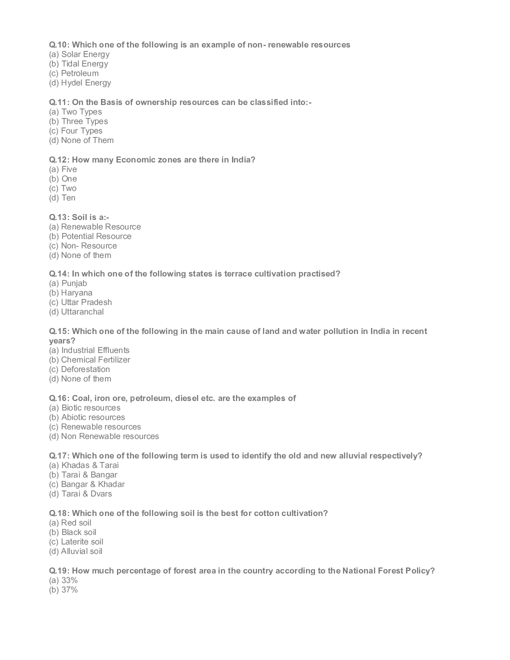 MCQ Geography (Political Science) For Class-10 - Page 3