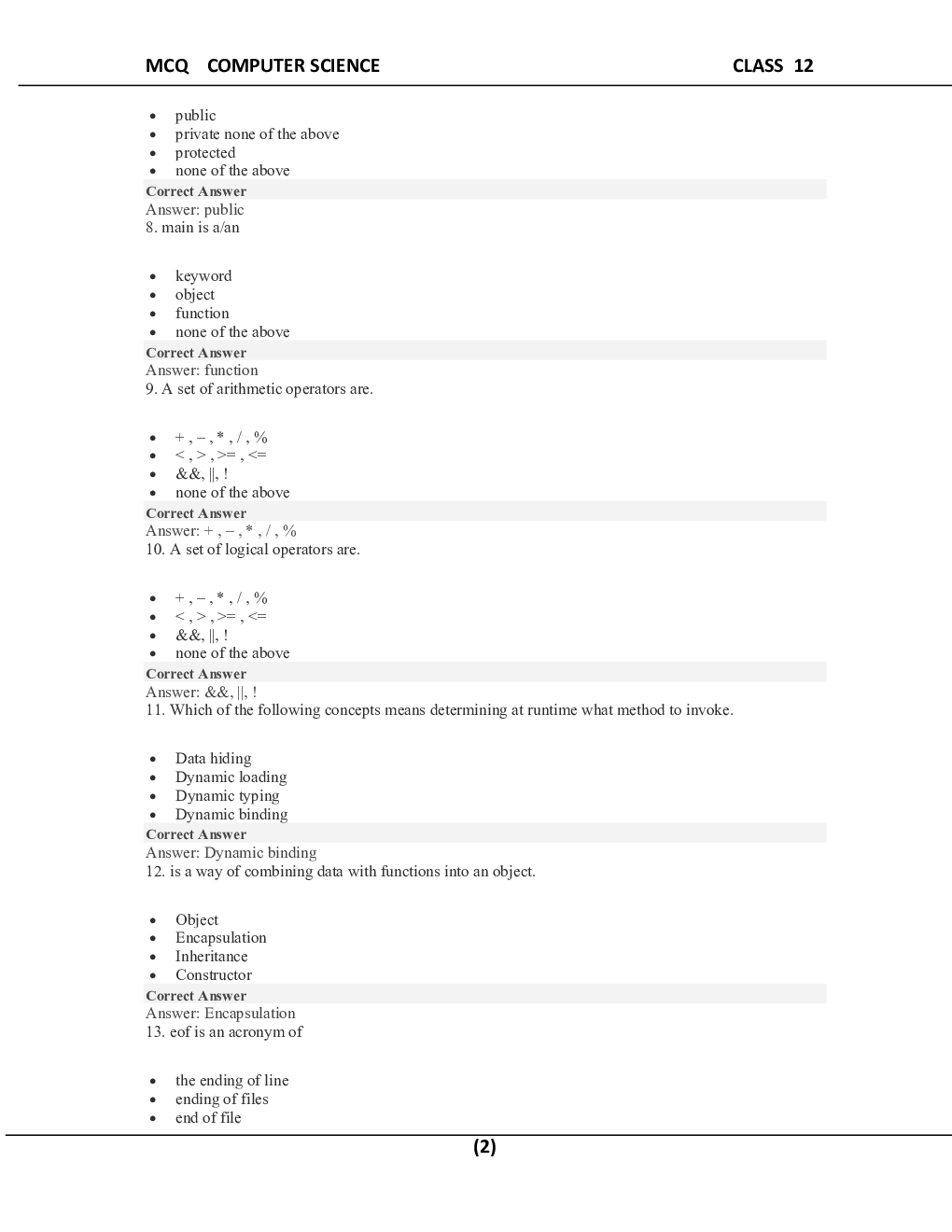 MCQ Computer Science For Class-12 - Page 3