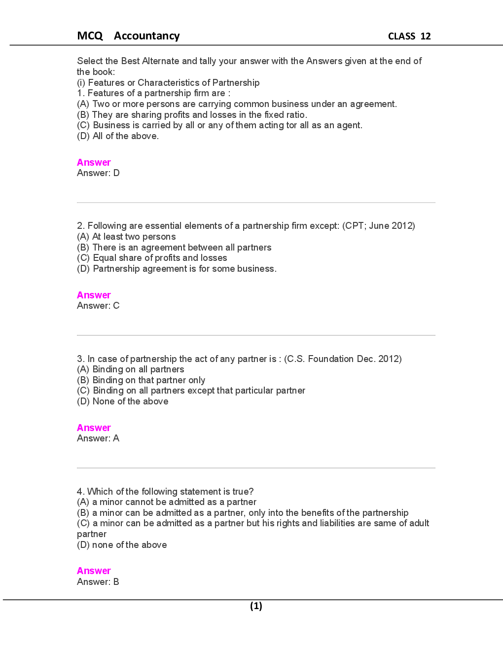 MCQ Accountancy For Class-12 - Page 2