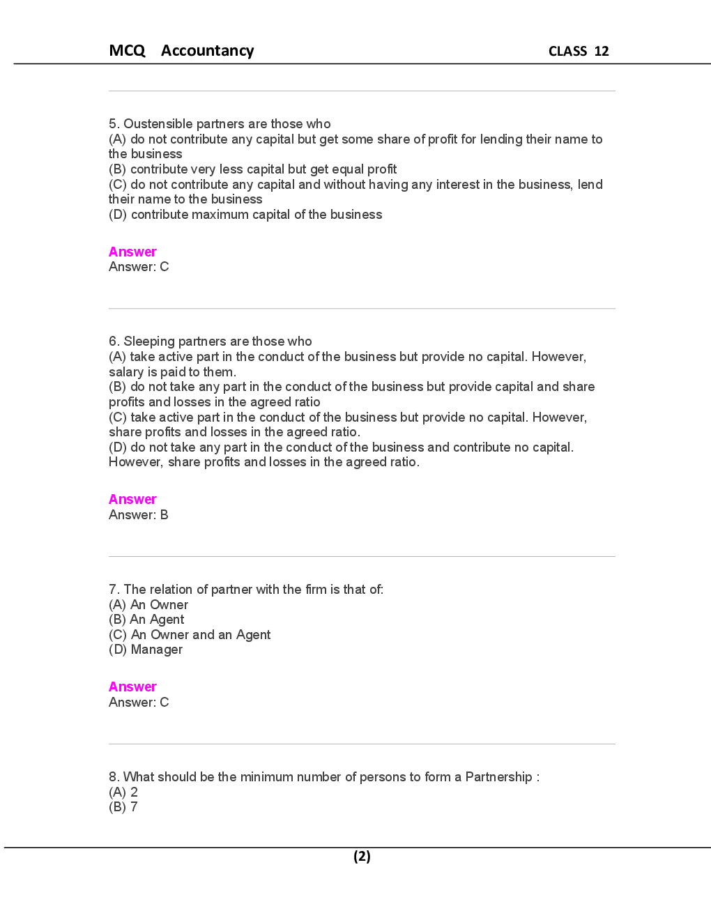 MCQ Accountancy For Class-12 - Page 3