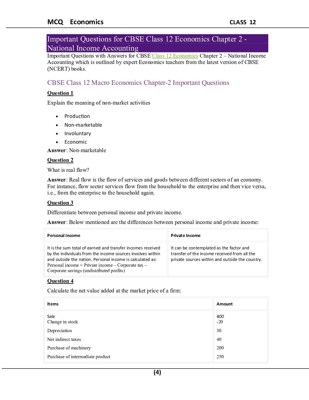MCQ Economics For Class-12 - Page 5