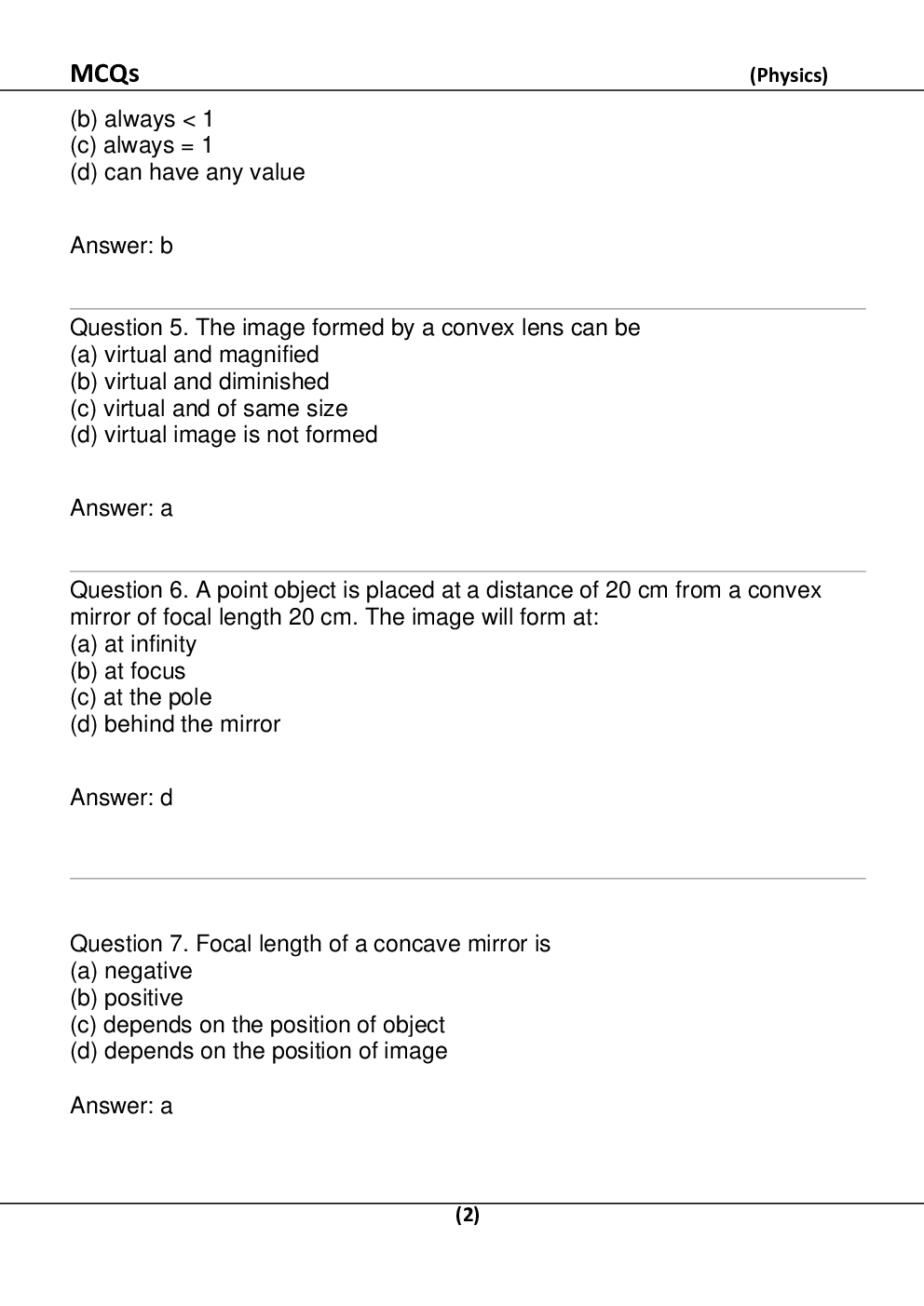 MCQ Physics For Class-10 - Page 3