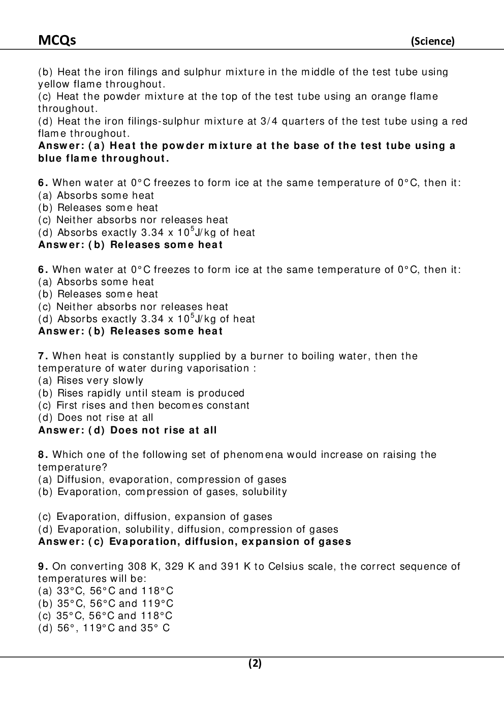 MCQ Science For Class-9 - Page 3