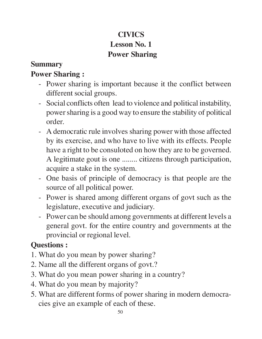 NCERT Social Science (Civics) Study Notes For Class-X - Page 2