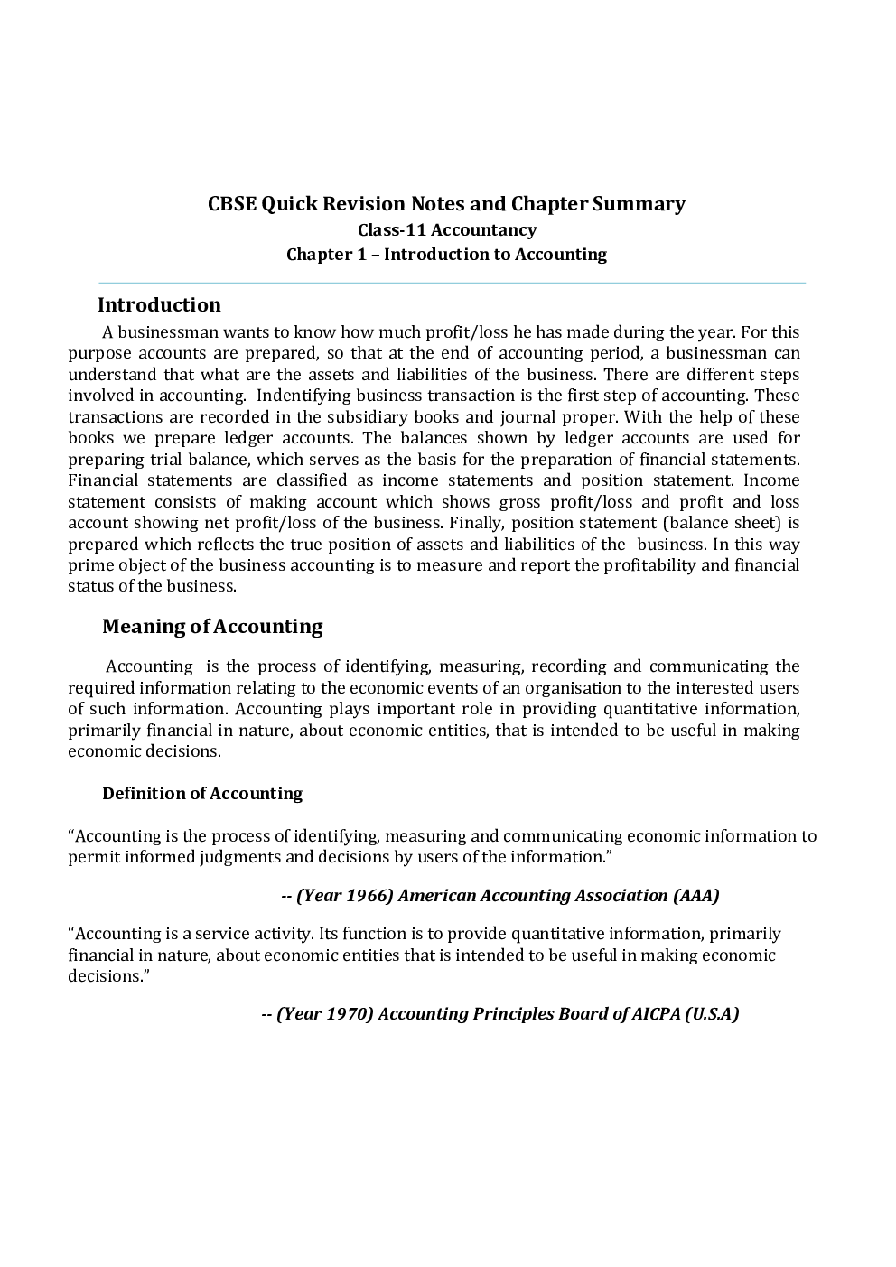 NCERT Account Study Notes For Class-XI - Page 2