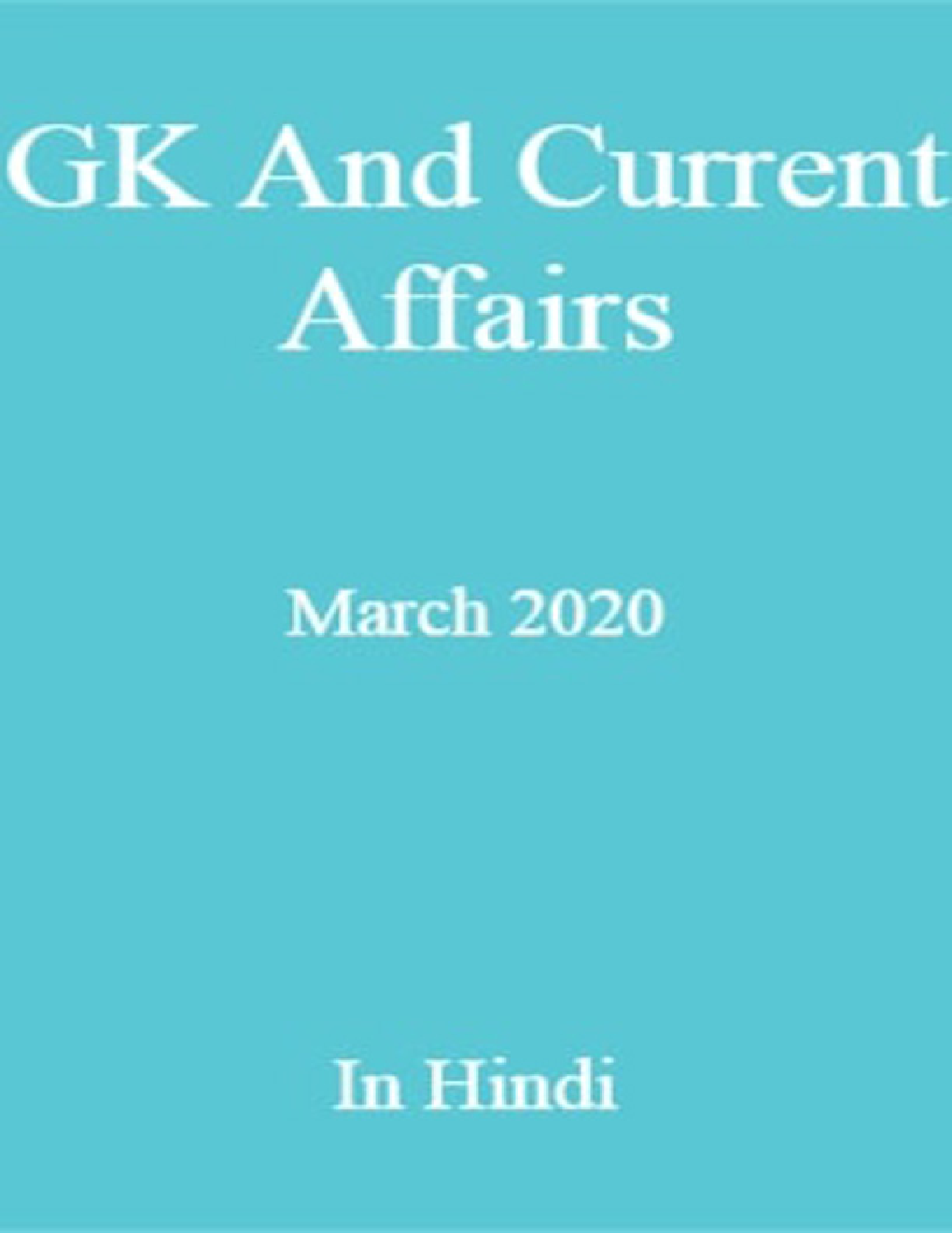 GK And Current Affairs March 2020 In Hindi  - Page 1