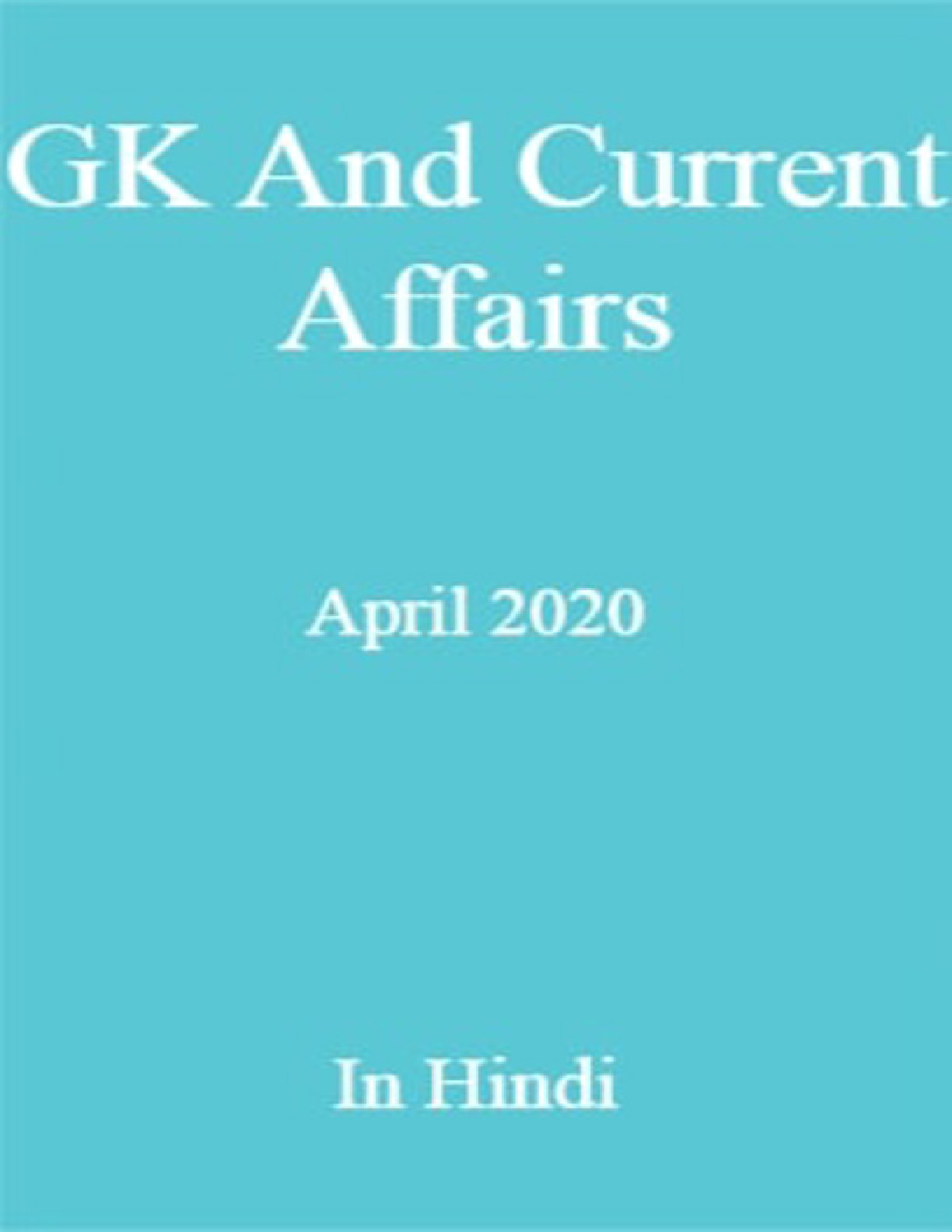 GK And Current Affairs April 2020 In Hindi  - Page 1