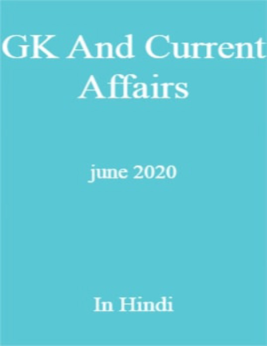 GK And Current Affairs June 2020 In Hindi  - Page 1