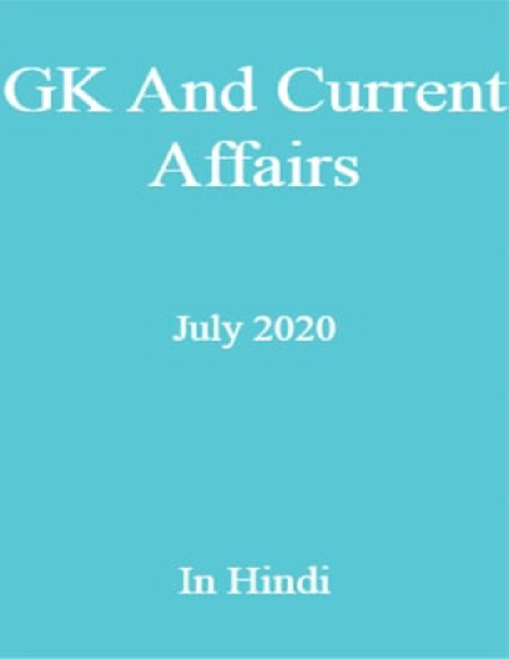 GK And Current Affairs July 2020 In Hindi  - Page 1