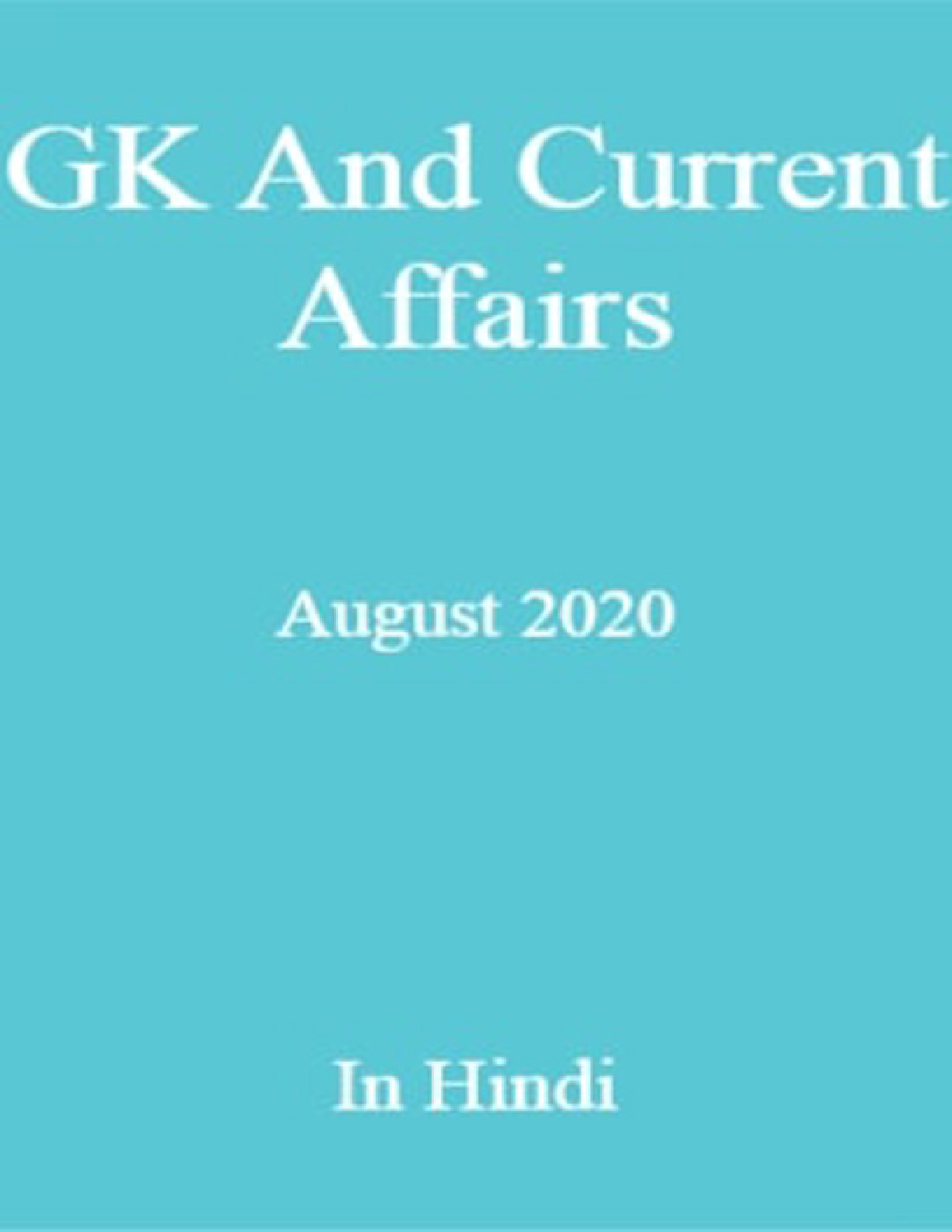 GK And Current Affairs August 2020 In Hindi  - Page 1