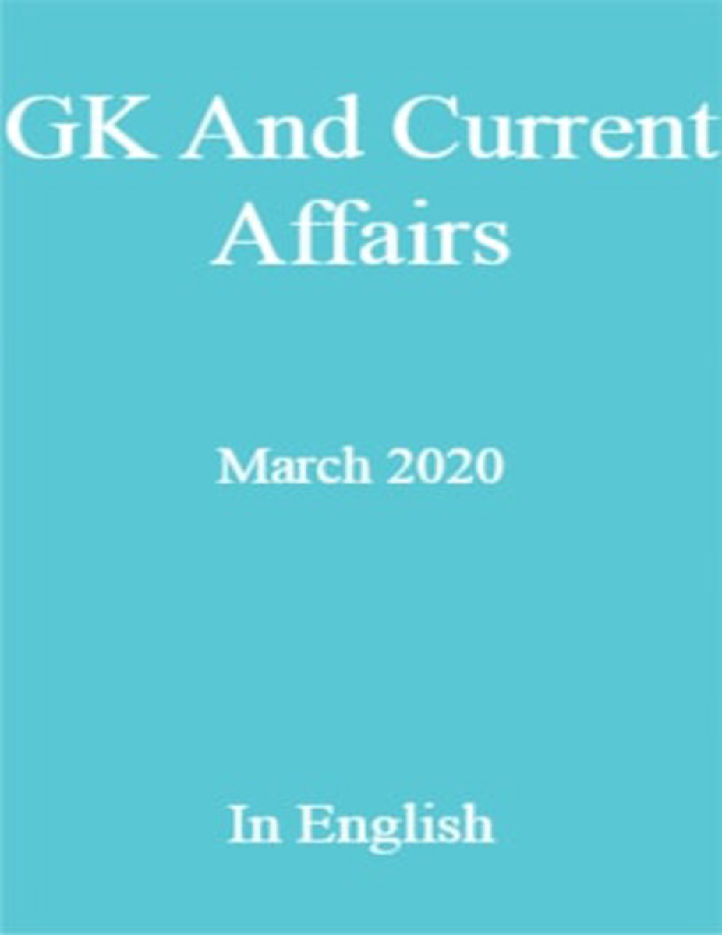 GK And Current Affairs March 2020 In English - Page 1