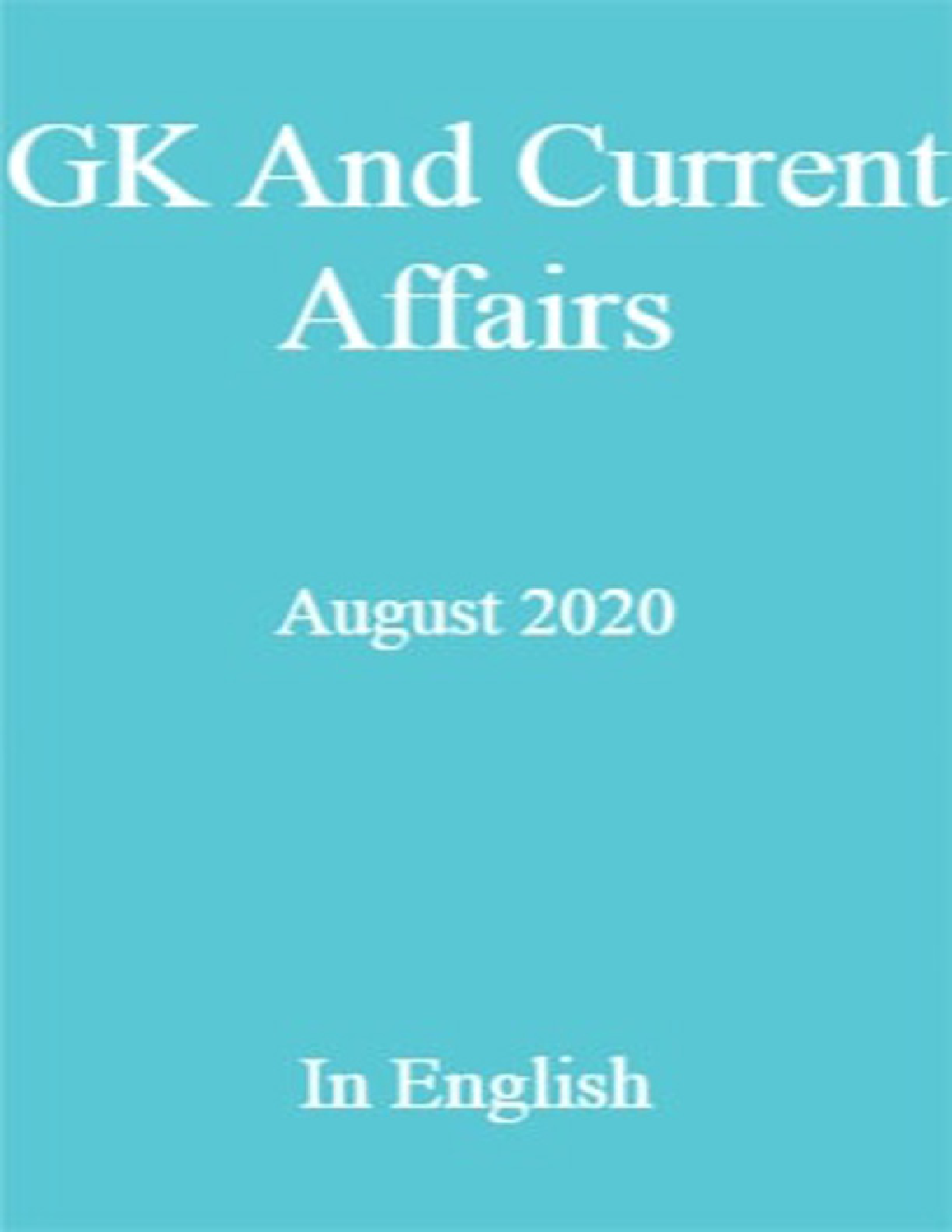 GK And Current Affairs August 2020 In English - Page 1