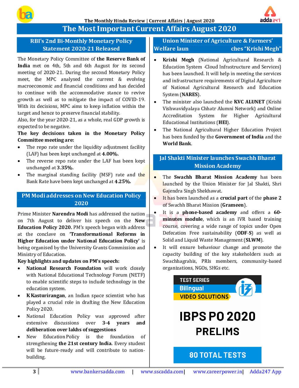 GK And Current Affairs August 2020 In English - Page 3