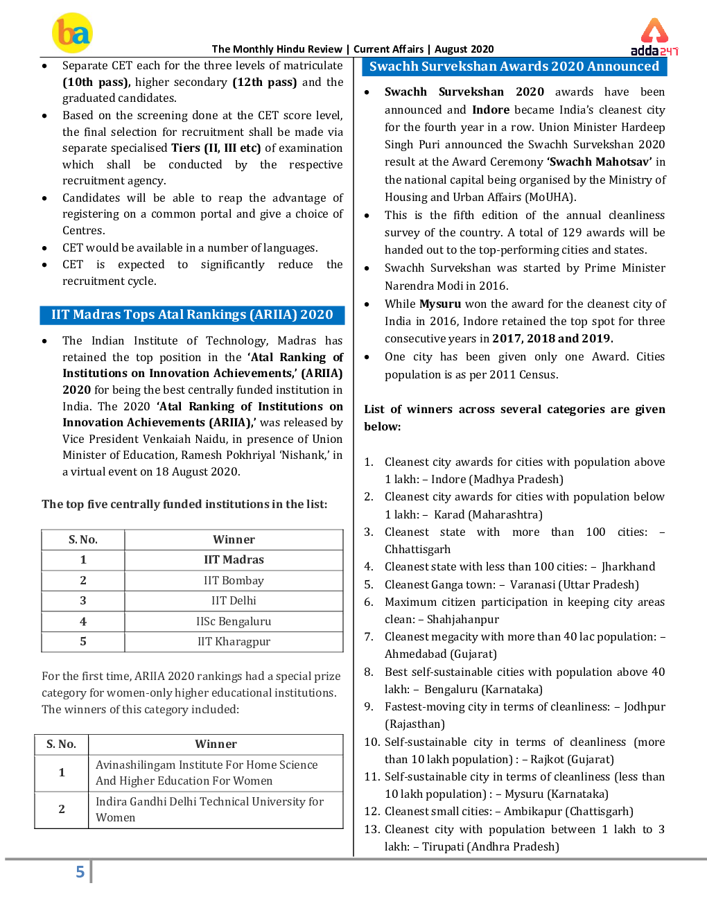 GK And Current Affairs August 2020 In English - Page 5