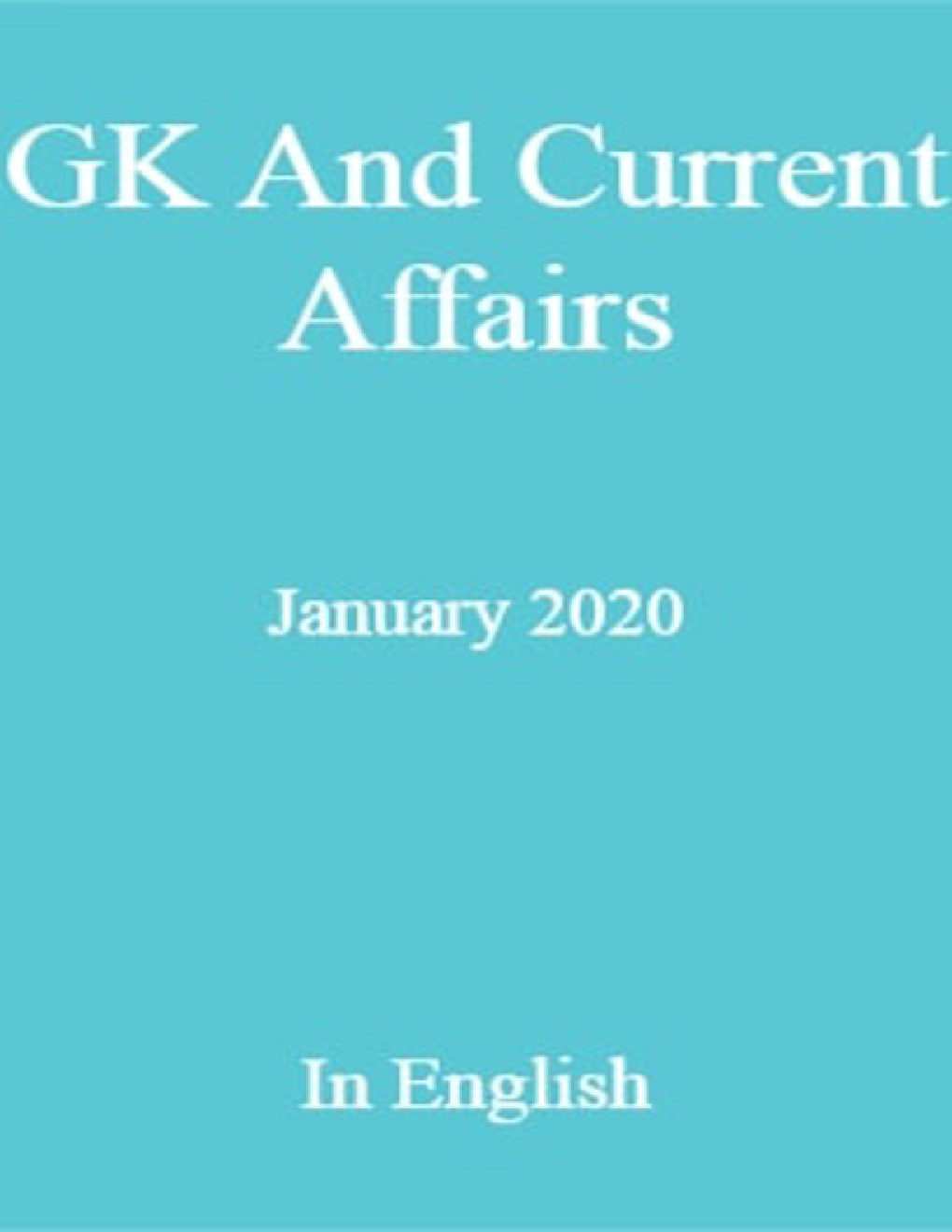 GK And Current Affairs January 2020 In English - Page 1
