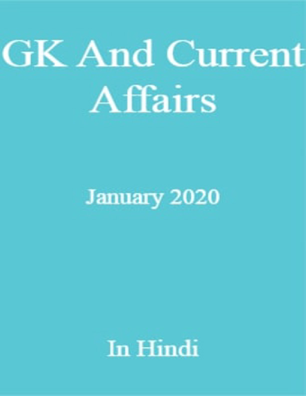 GK And Current Affairs January 2020 In Hindi - Page 1