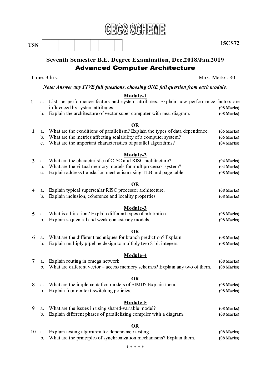 VTU CSE 7th Sem Previous Year Question Paper Advanced Computer Architecture Dec 2018 - Page 2