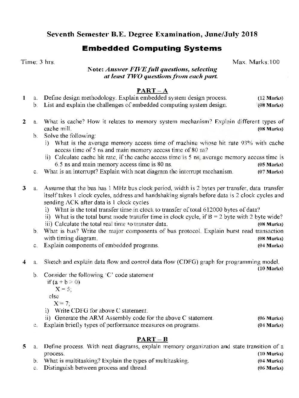 VTU CSE 7th Sem Previous Year Question Paper Embedded Computing System July 2018 - Page 2
