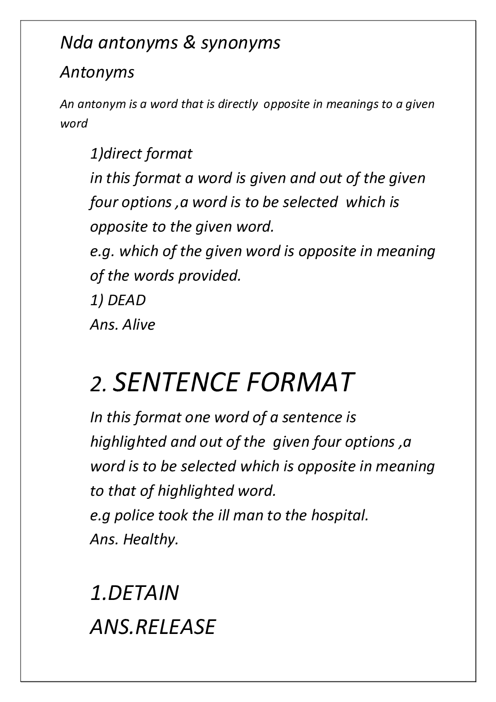Important Antonyms And Synonyms For NDA - Page 2