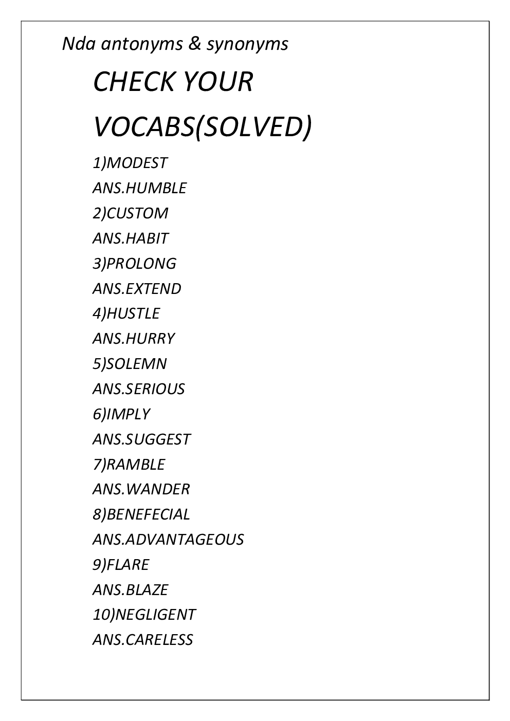 Important Antonyms And Synonyms For NDA - Page 5