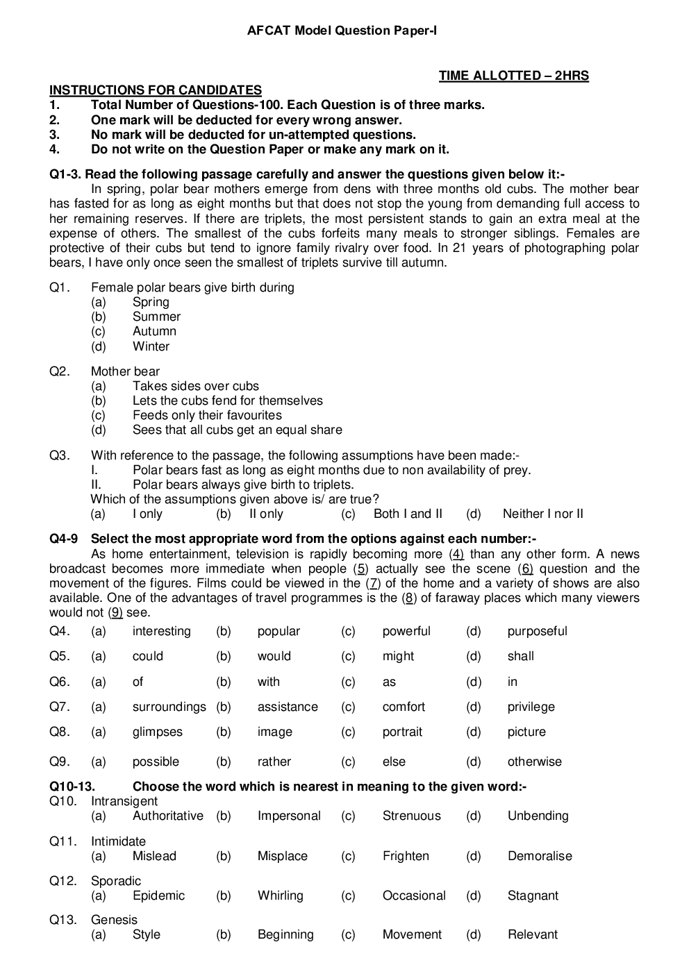 AFCAT Model Question Paper 1 With Answer Key - Page 2