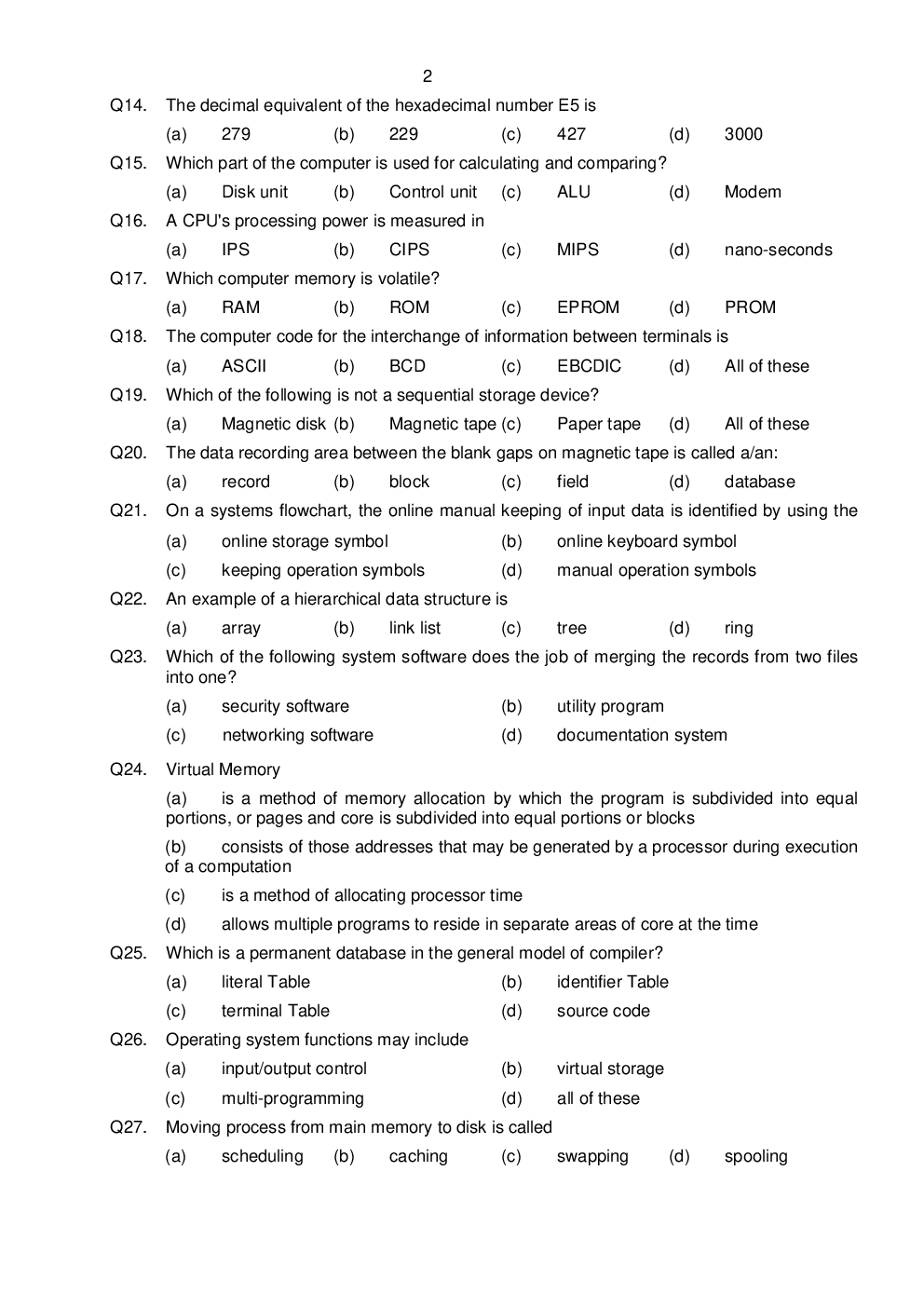 AFCAT-EKT Computer Science 1 Model Question Paper With Answer Key - Page 3