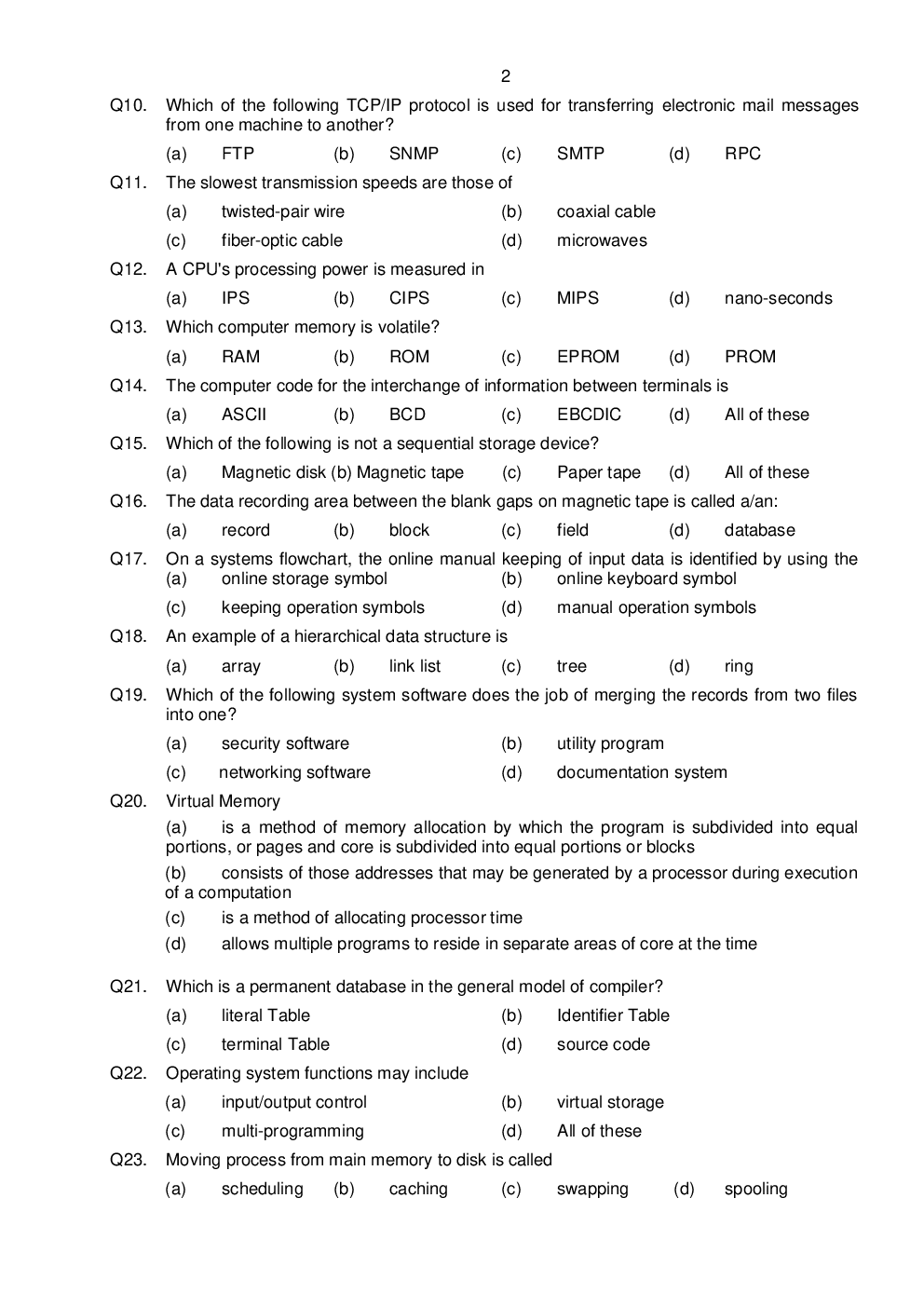 AFCAT-EKT Computer Science 2 Model Question Paper With Answer Key - Page 3
