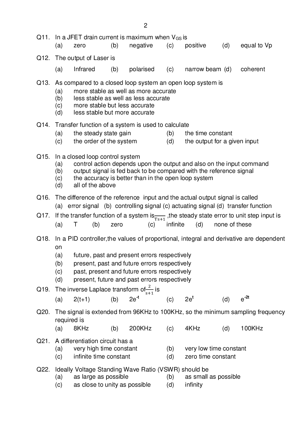 AFCAT-EKT Electrical & Electronics 2 Model Question Paper With Answer Key - Page 3