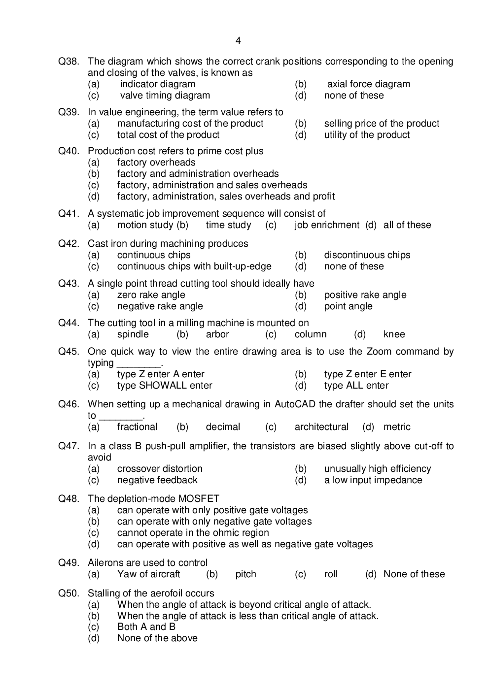 AFCAT-EKT Mechanical 1 Model Question Paper With Answer Key - Page 5