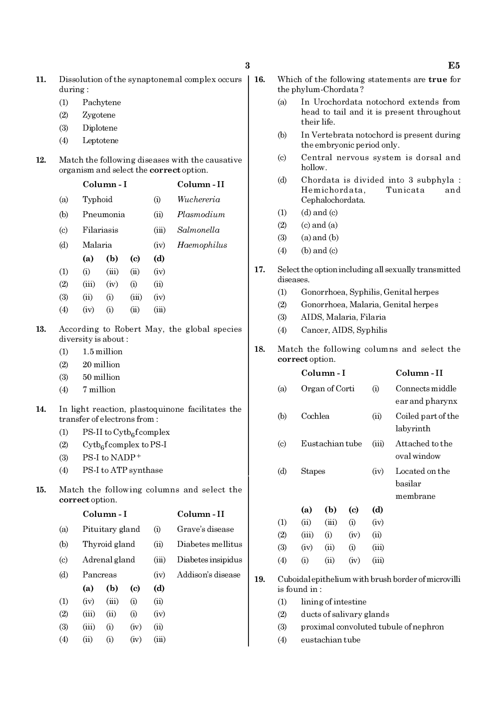 NEET 2020 Previous Year Paper With Answer Key Paper-5 - Page 3