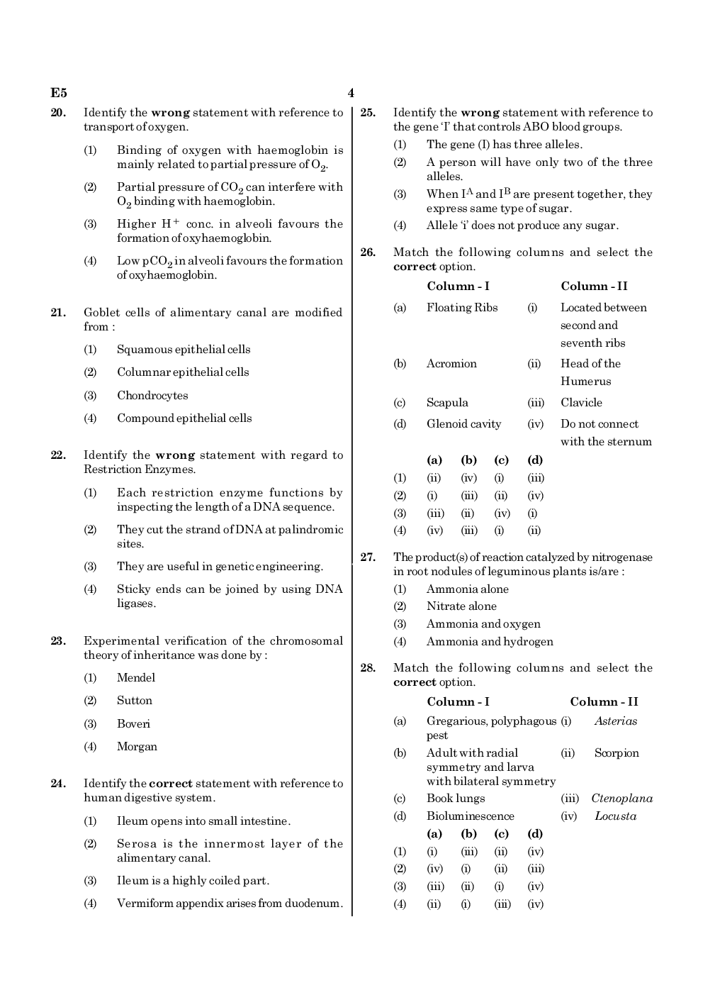 NEET 2020 Previous Year Paper With Answer Key Paper-5 - Page 4