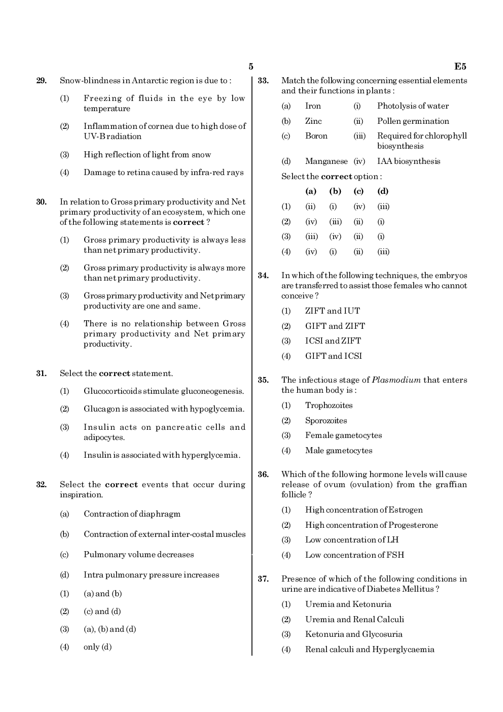 NEET 2020 Previous Year Paper With Answer Key Paper-5 - Page 5