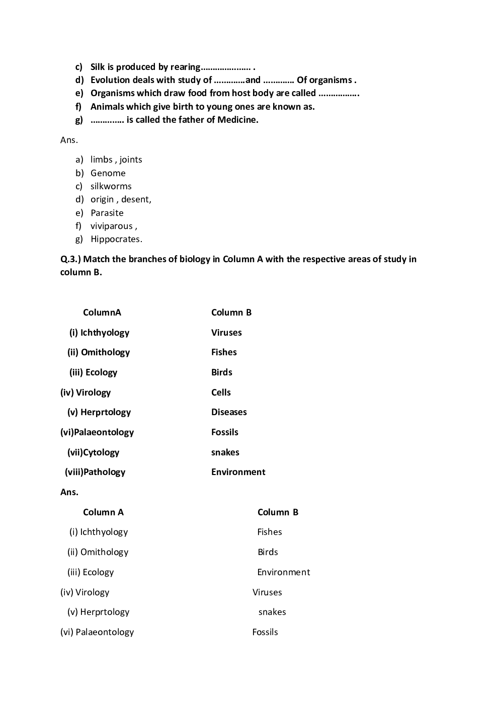 ICSE Selina Textbook Solution Biology Class 9 - Page 3