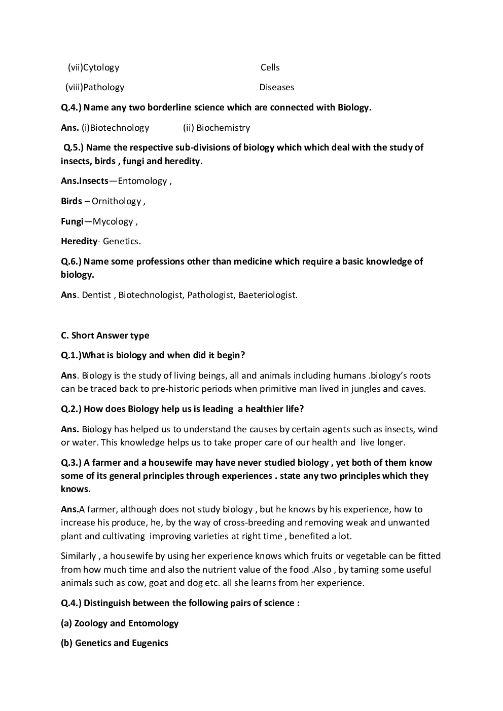 ICSE Selina Textbook Solution Biology Class 9 - Page 4