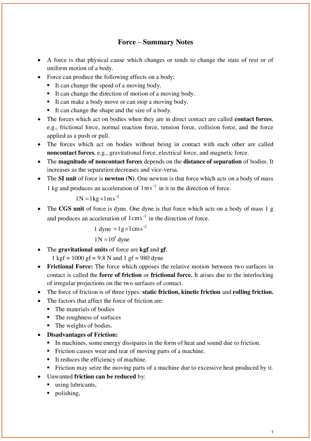 ICSE Revision Notes For Physics Class 10  - Page 2