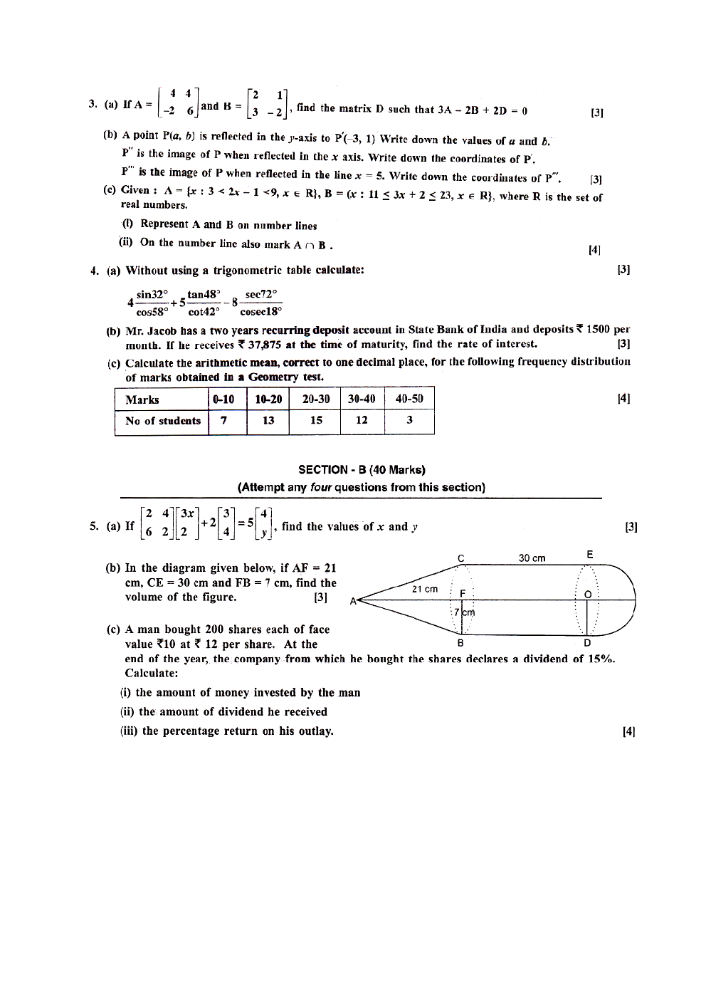 ICSE Sample Paper For Mathematics Class 10  - Page 3