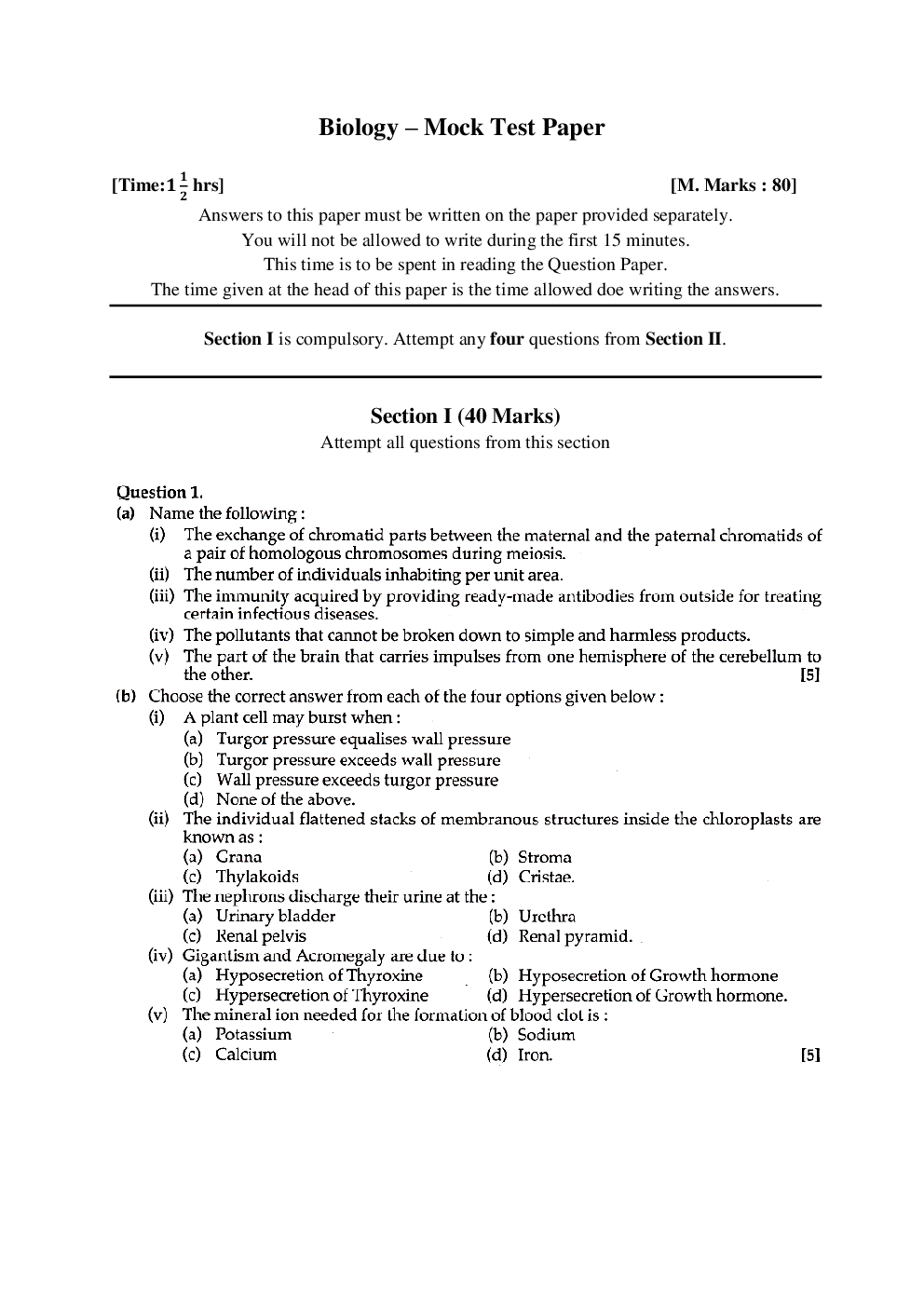 ICSE Sample Paper For Biology Class 10  - Page 2